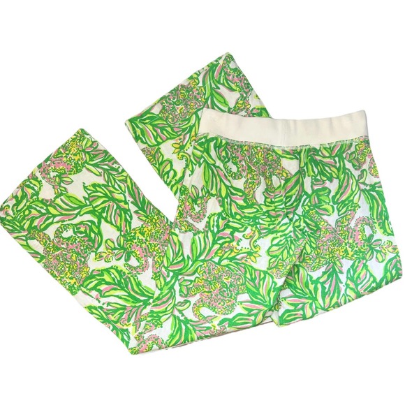 Lilly Pulitzer The Beach Pant Linen In Seeing Pink Elephants Print Wide Leg M - Picture 6 of 10